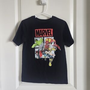 Marvel Kids Black T-Shirt with Colorful Superhero Graphic